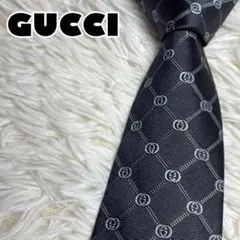 【ほぼ未使用】GUCCI ネクタイ　GG柄　GGライン　ブラック