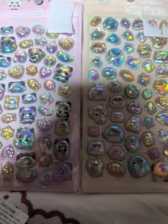 ２枚！ホログラム動物ステッカー 2シートぷっくりオーロラシール