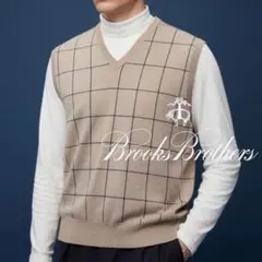 【Brocks Brothers】Vネックチェックベスト　ニット　コットン100