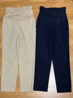 ユニクロ UNIQLO スマートアンクルマタニティパンツ S ネイビー ベージュ