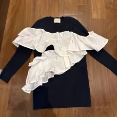 ユナイテッドアローズ　美品 フリルカットソー ネイビー