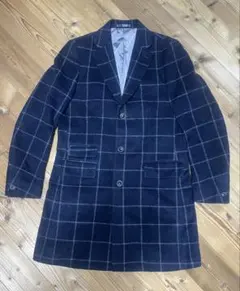 ネイビー チェック柄 チェスターコート78→60