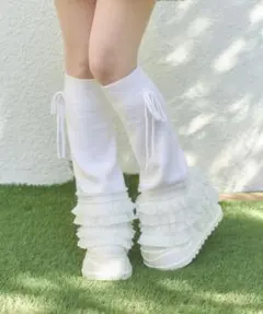 Whinny/ホワイト フリル レッグウォーマー
