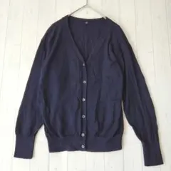 ユニクロ レディース UVカット ニット カーディガン 薄手 M 紺色