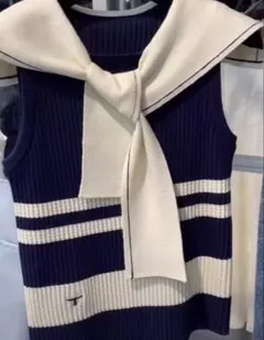 セーラーカラー ノースリーブ ニット まみちゃん着用 ワンホン