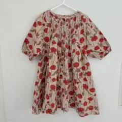 n.o.u.s. ポピー 七分袖ワンピース 110 茶色 淡色 キムラタン