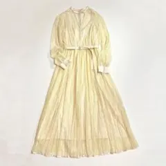 cR41 AMERI レディレースプリーツドレス ロングワンピース ベルト付き