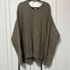 AMERICAN HORIC モカブラウン Vネック シャギー フェザー ニット