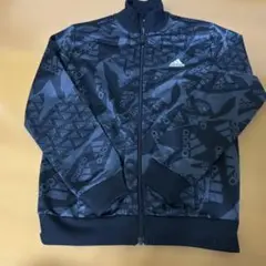 adidas ブラック ロゴプリント ジャージ 140