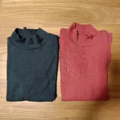 UNIQLO　リブハイネックニット　長袖トップス2色セット　Sサイズ