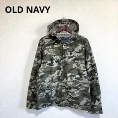 OLD NAVY ミリタリージャケット フルジップ フード付き 迷彩柄 M