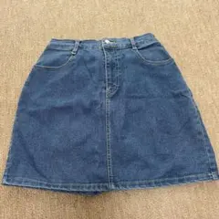 デニムブルー Aラインスカート ゴムウエスト