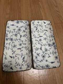 たち吉　和食器 染付 花唐草文様 長角皿 2枚セットのサムネイル