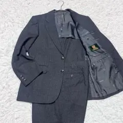 高級DORMEUIL生地 スーツセットアップ ストライプ チャコールグレー