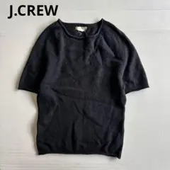 【ジェイクルー】半袖ニット　黒　ブラック　毛混　クルーネック　オシャレ（S）