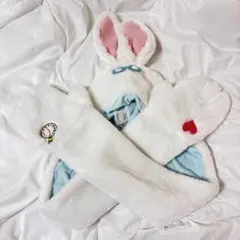 ディズニー 白うさぎ マフラーキャップ ファンキャップ アリス