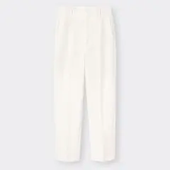 【GU】ハイウエストテーパードパンツ　ホワイト　オフィス　綺麗め　細見え　L