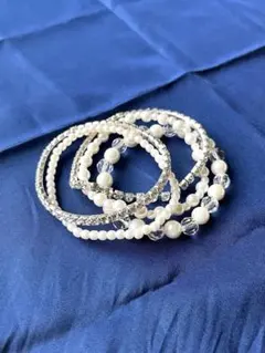 パールクリスタルブレスレットセット 5本