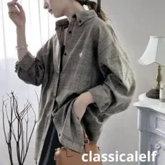 classicalelf ワンポイントオーバーサイズシャツ　レトロチェック柄