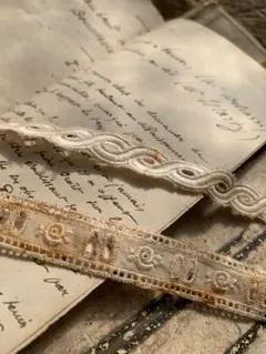 1点のみ☆ ジャンクジャーナル素材☆錆染めヴィンテージcottonレースＩ