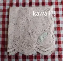 厚み薄い　ドイリー　レース　ピンク　和色　ソロ活　ハンカチ　カワイイ　お花のサムネイル