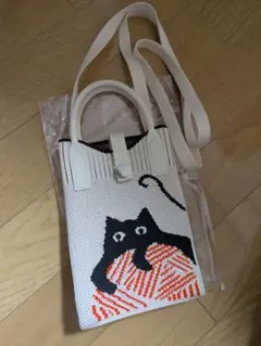 猫モチーフ ニット スマホショルダーバッグ