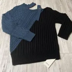 ECOGIST オフショルダー ニットセーター ブラック/ブルー　新品未使用