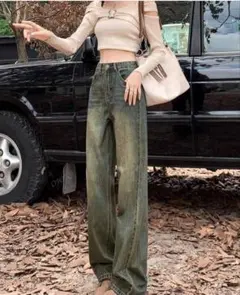SHEIN ルーズ ハイウエスト ストレートレッグジーンズ