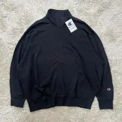 ほぼ未使用 Champion ジップアップパーカー XXXL 黒 刺繍ロゴ