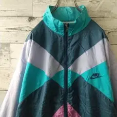 希少☆90s ナイキ 刺繍ロゴ ナイロンジャケット M マルチカラーのサムネイル
