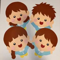 【2枚1セット】ばんざいキッズ　春壁面　3月壁面　4月壁面　男の子　女の子