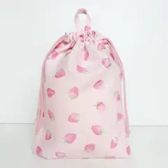Any＊様　確認用　いちご　ピンク　白衣袋　マチ　掛けループ