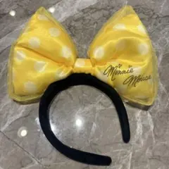 【ディズニー公式】ミニーカチューシャ　水玉模様　 イエロー　ミニーサイン