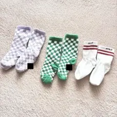 キッズ靴下セット（紫・緑・白）　13-15cmぐらい