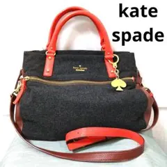 kate spade グレー赤 トートバッグ