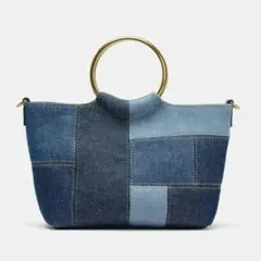【新品・タグ付き】ZARA パッチワークデニムバッグのサムネイル