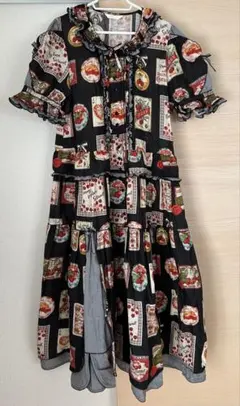 ピンクハウス・チェリープリントパッチワーク風ワンピース