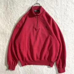 ラルフローレン　ハーフジップスウェット　赤　Ｍ　ポニー刺繍