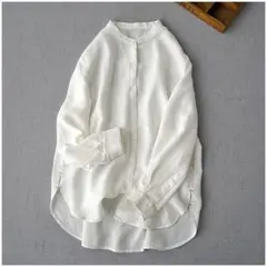 通勤 着心地いい ブラウス スタンドカラー I 無地 シンプル 長袖 レディース