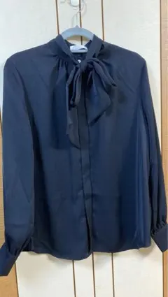 リボンタイブラウス ブラック Mサイズ