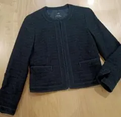 【23区】ツイードジャケット ラメ ノーカラージャケット 36 黒