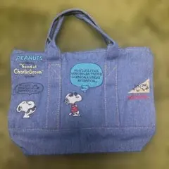 スヌーピー刺繍デニムトートバッグ