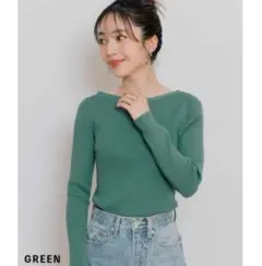 【basement online】ボートネックリブニット