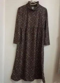 ハイネック切り替え長袖カジュアルワンピース