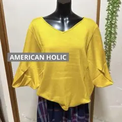 AMERICAN HOLIC やっこVネックプルオーバー イエロー フリーサイズのサムネイル