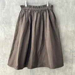 ✨日本製✨ アクアガール 38 フレアスカート シンプル ウエストゴム 良品 茶
