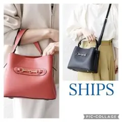 美品シップスships赤系2WAYショルダーバッグ　ビット パーツ ハンドバッグのサムネイル
