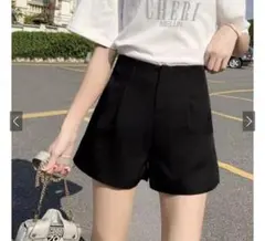 GRL【at1744】タックハイウエストショートパンツ ブラック Mサイズ