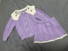 紫ケーブルニットセットアップ　12m-18m