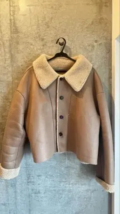 ボア付きレザーショートジャケット